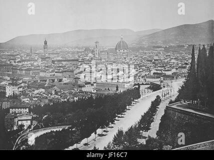 Photo historique de vue de Florence, Toscane, Italie, amélioration numérique reproduction à partir d'un tirage original de 1890 Banque D'Images