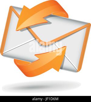 E-mail, lettre, courrier, enveloppe, icône, vecteur, envoyer, flèche, seul, isolé, Illustration de Vecteur