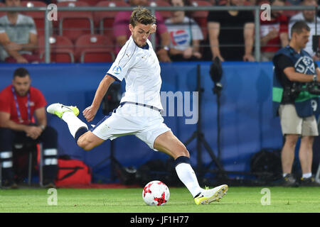 Daniele Rugani pendant l'UEFA Euro des moins de 21 match entre l'Espagne et l'Italie le 27 juin 2017 à Cracovie, en Pologne. (Photo de MO Media) Banque D'Images