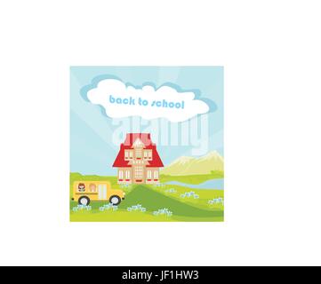 Ride, graphique, trafic, transport, rugueux, champ, fleur, fleurs, plantes, Illustration de Vecteur