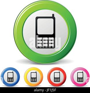 Téléphone, téléphone, portable, mobile, cellulaire, icône, ensemble, vecteur, icônes, contact, Illustration de Vecteur