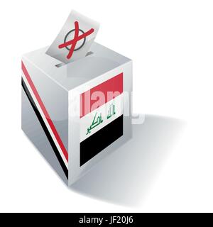 République, arabe, l'euphrate, l'Irak, le kurde, social, croix, urnes, drapeau, vote, Illustration de Vecteur