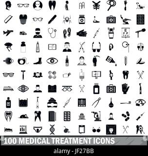 Treatmet 100 medical icons set, le style simple Illustration de Vecteur