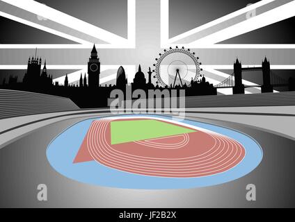 Sport, sports, célèbre, Londres, Skyline, stade, monument, vector, tour, Illustration de Vecteur