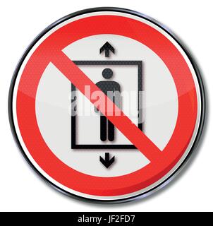 Passager verbotsschild interdite en ascenseur Illustration de Vecteur