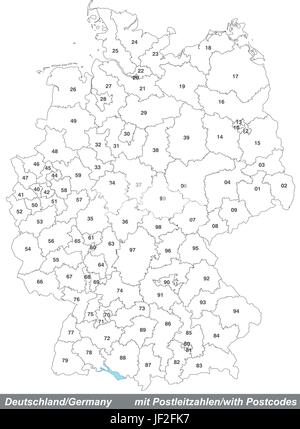 Carte de l'Allemagne avec les codes postaux Illustration de Vecteur