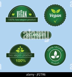 La nourriture, aliment, feuilles, étiquettes, définir, organiques, feuillage, vert, nourriture, aliment, Illustration de Vecteur