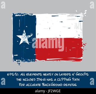 Télévision - Drapeau Texan artistique vecteur coups de pinceau et éclaboussures. Grunge Illustration, tous les éléments d'une manière ordonnée sur des calques et des groupes. Le format JPEG a une coupure p Illustration de Vecteur