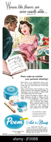 1951 La publicité pour les produits de beauté poème par Icilma. Banque D'Images