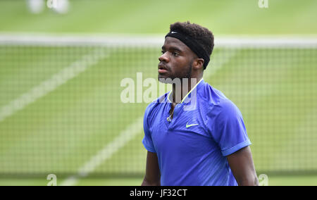 Frances tiafoe de usa en action au tournoi de tennis international aegon à Eastbourne Devonshire Park , Sussex eastbourne uk . 28 juin 2017 Photo prise par Simon dack Banque D'Images