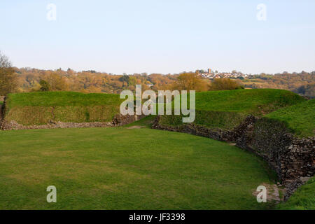 Vestiges de l'amphithéâtre romain de Caerleon près de Newport au Pays de Galles Banque D'Images