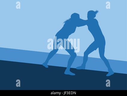 Romain grec femme lutte lutte vector background Illustration de Vecteur