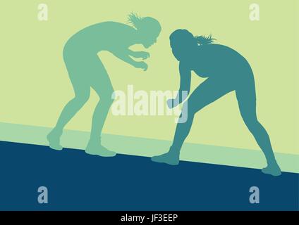 Romain grec femme lutte lutte vector background Illustration de Vecteur