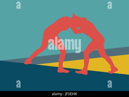 Romain grec femme lutte lutte vector background Illustration de Vecteur