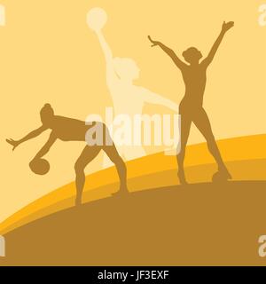 Femme avec ballon de gymnastique artistique de vector abstract background Illustration de Vecteur