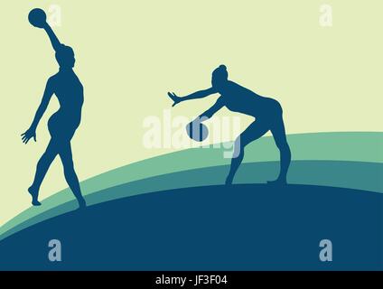 Femme avec ballon de gymnastique artistique de vector abstract background Illustration de Vecteur