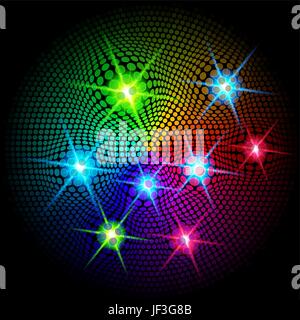 Discothèque, bleu, vert, objet, lumières, nuage, célébrer, se complaire, se réjouit, Illustration de Vecteur