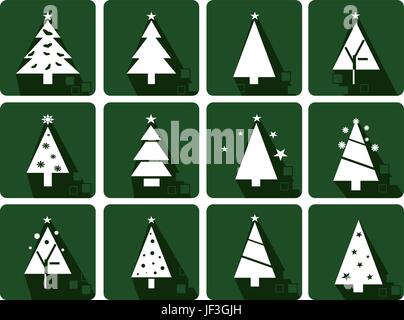 Graphiques, noël, set, icônes, noël, x-mas, objet, graphiques, arbre, boule, Illustration de Vecteur