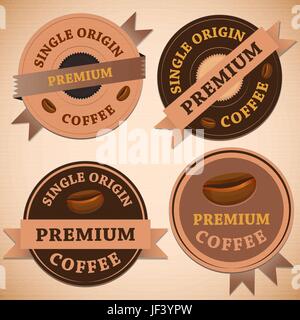 Vintage, illustration, l'élément, retro, label, cadre, cadre, timbres, café, Illustration de Vecteur