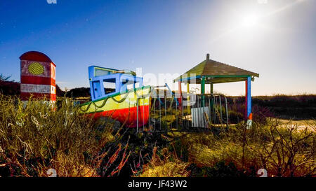 Photo de nuit. Pembrey Country Park. Carmarthenshire. Le Pays de Galles. UK Banque D'Images