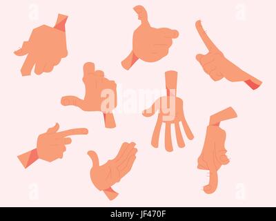 Plusieurs gestes dans les mains de dessin animé Illustration de Vecteur