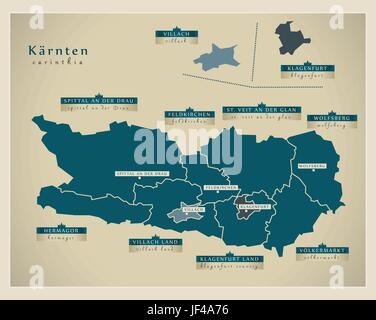 La modernité, moderne, autrichiens, europe, état, région, vecteur, canton, atlas, la carte Illustration de Vecteur