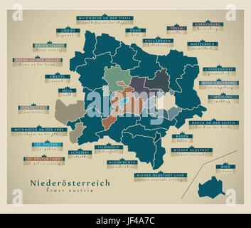 La modernité, moderne, autrichiens, europe, état, région, vecteur, canton, atlas, la carte Illustration de Vecteur