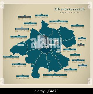 Carte moderne - Autriche supérieure à Illustration de Vecteur