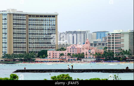 Honolulu, Hawaii, USA - Le 28 mai 2016:Waikiki Cityscape Banque D'Images