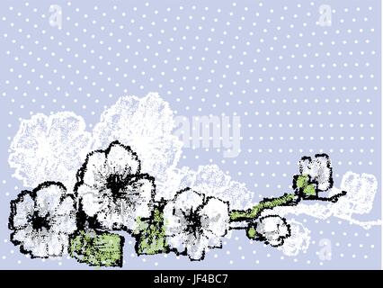 Feuille, Arbre, fleur, plante, fleur, fleurs, fleurir, floraison, printemps, Illustration de Vecteur