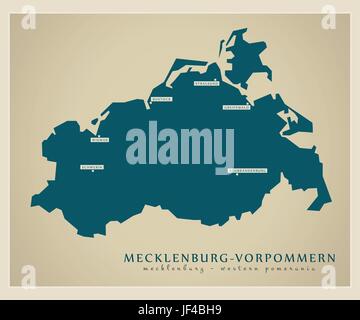 Carte moderne - Mecklenburg Vorpommern Illustration de Vecteur