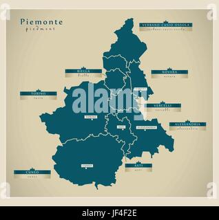 Carte moderne - Piemonte il Illustration de Vecteur