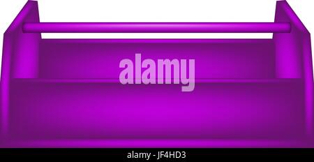 Boîte à outils en bois vides en violet sur fond blanc design Illustration de Vecteur