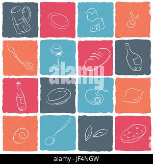 Café, restaurant, bar, taverne, verre, calice, gobelet, tasse, nourriture, aliment, Illustration de Vecteur