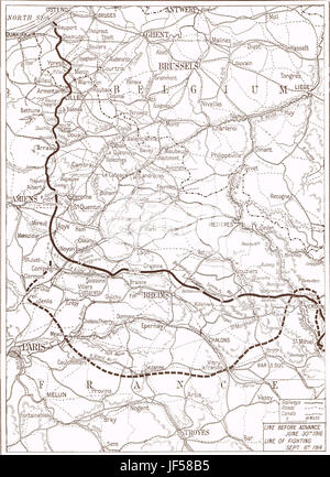 Front de l'Ouest la carte, offensive de la Somme, 1916 Banque D'Images