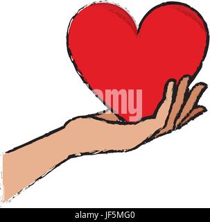 Don de sang coeur main tenant Illustration de Vecteur