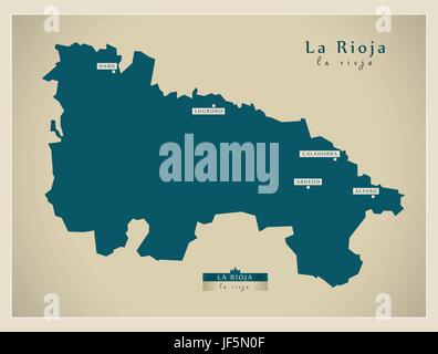 Moderne, la modernité, l'Europe, Espagne, région, province, état, vector, atlas, la carte Illustration de Vecteur