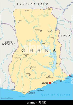 Le Ghana, carte, atlas, carte du monde, voyage, pays, République centrafricaine, Côte d'ivoire, Illustration de Vecteur