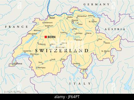 Alpes, suisse, Zurich, Suisse, carte, atlas, carte du monde, Berne, Rhin, Illustration de Vecteur