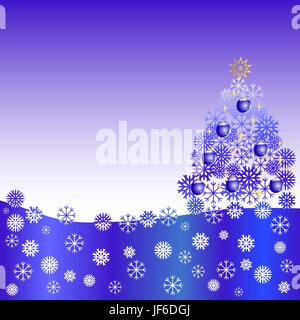 Les flocons de neige, sapin, Flocon, neige, signe, signal, bleu, certains, plusieurs, Illustration de Vecteur