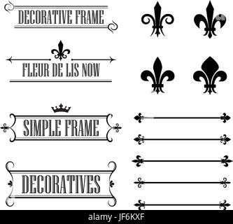 Vintage, ornement, de déco, cadre, diviseur, frontière, éléments, cadre, Illustration de Vecteur