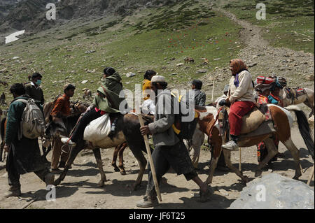 Amarnath Yatra, pèlerin, Jammu Cachemire, l'Inde, l'Asie Banque D'Images