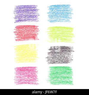 Ensemble de crayons de couleur, des taches isolées sur fond blanc Illustration de Vecteur