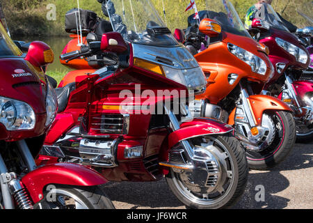 Honda Goldwing motos sur l'affichage dans la carrière, Shrewsbury, Shropshire, England, UK Banque D'Images