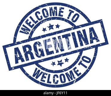 Bienvenue à l'Argentine blue stamp Illustration de Vecteur