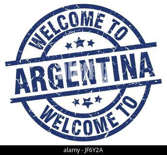 Bienvenue à l'Argentine blue stamp Illustration de Vecteur