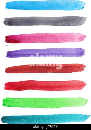 Ensemble de traits d'aquarelle vives Illustration de Vecteur