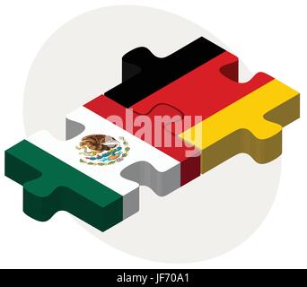 Le Mexique et l'Allemagne drapeaux dans puzzle Illustration de Vecteur