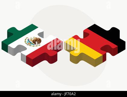 Le Mexique et l'Allemagne drapeaux dans puzzle Illustration de Vecteur