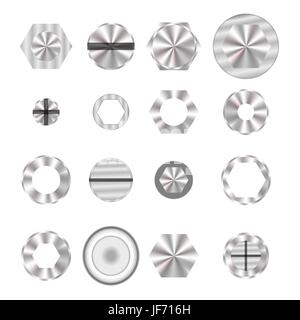 Ensemble de têtes de vis isolé sur fond blanc Illustration de Vecteur